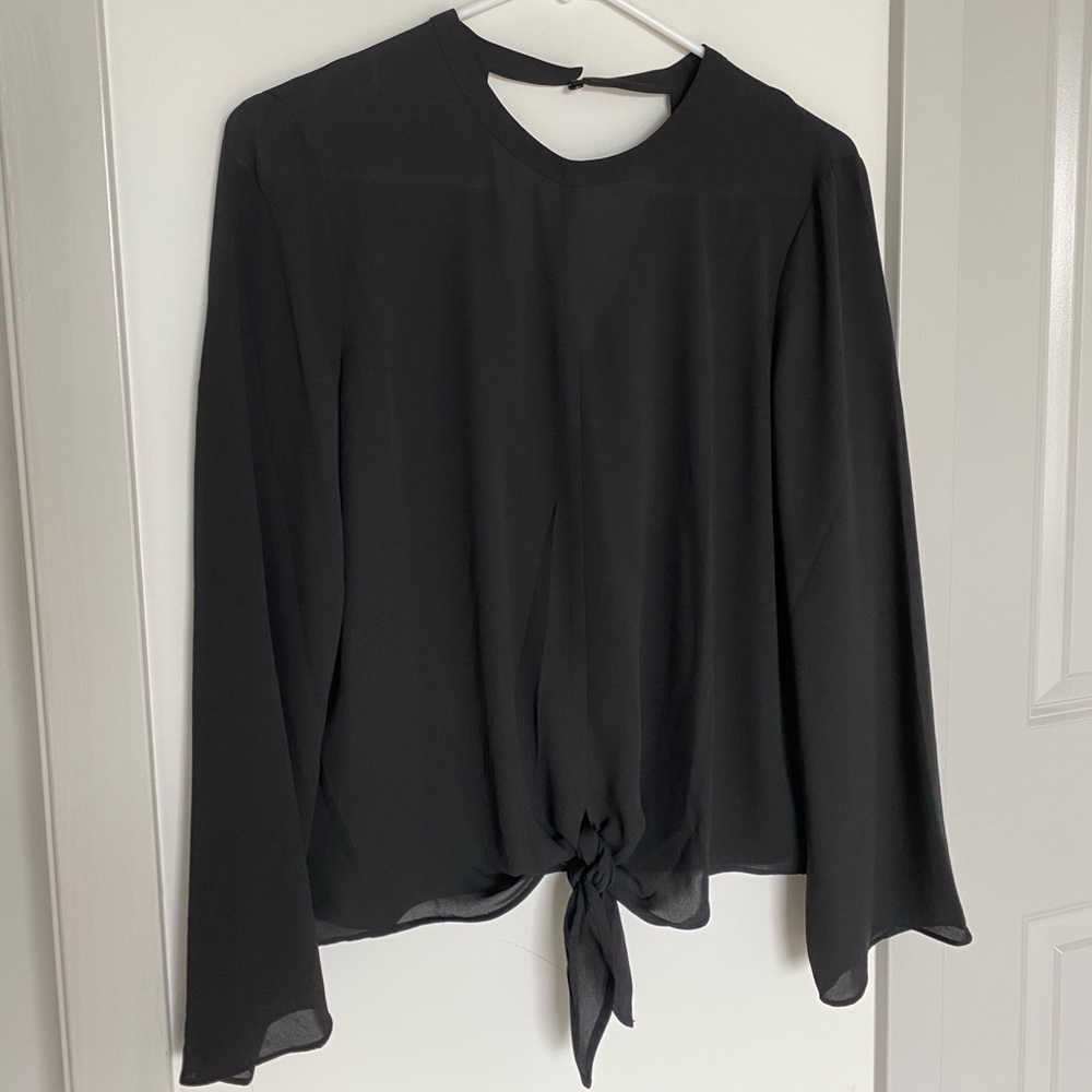 Black Tie Front Blouse